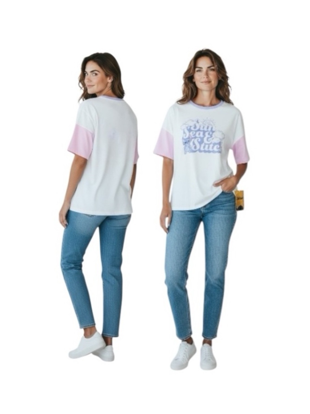 Disney Stitch White and Pink Sleep Top